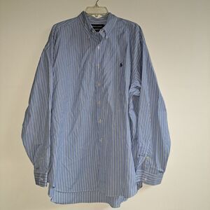 Ralph Lauren Golf Blue White Striped Shirt‎ "Tilden" Long Sleeve XXL